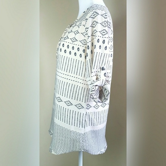 Antilia Femme tunic peasant blouse sz M Tan Beige Black Boho - Picture 4 of 8